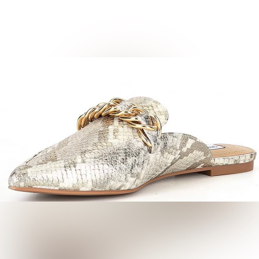 STEVE MADDEN Python Metallic Embossed FAINE Mules NIB